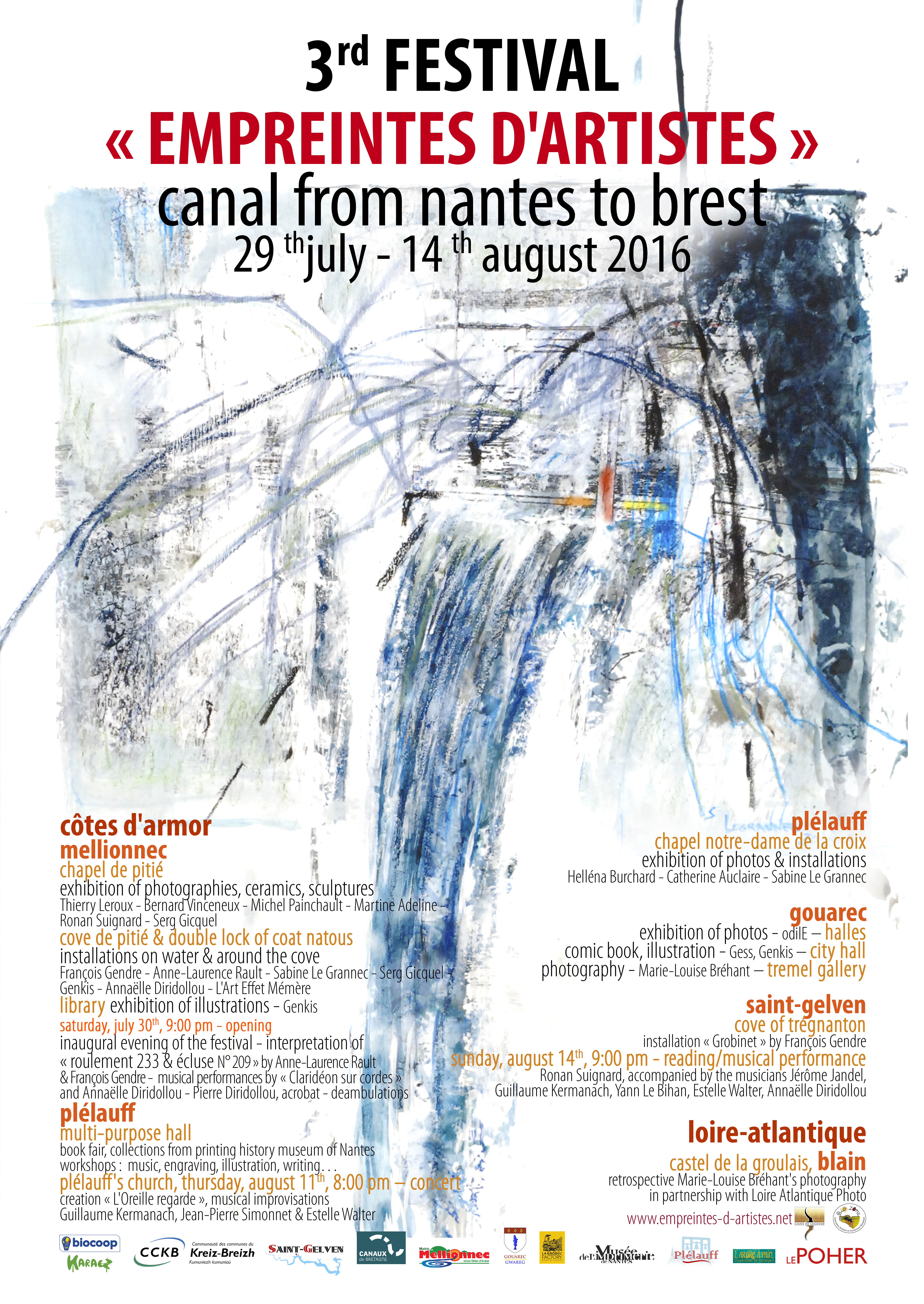 English poster for the Art festival "Empreintes d'artistes" 2016